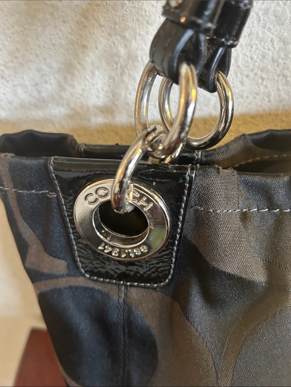 Coach Black Signature C Logo Tote with Silver Hardware - Picture 3 of 12